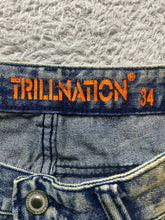 Load image into Gallery viewer, Trillnation Shorts Adult 34x14 Blue Denim Distressed Punk Acid Wash Jean Mens
