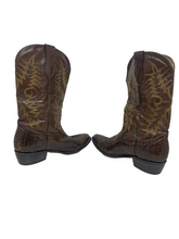Load image into Gallery viewer, John Wayne Boots Mens 14.5 Brown Cowboy Snakeskin Mid Calf Pull On Western RARE
