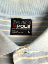 Load image into Gallery viewer, SouthPole Shirt Adult Large Blue White Stripe Preppy Streetwear Golf Polo Mens
