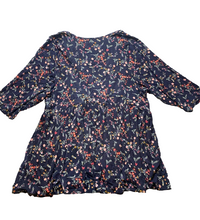 Load image into Gallery viewer, Torrid Shirt Womens 5 Navy AOP Flower Boho Tunic Super Soft Knits Flowy Blouse
