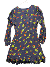 Load image into Gallery viewer, ASTR The Label Dress Women Medium Navy AOP Cherry Viscose Fit Flare Boho Peasant
