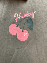 Load image into Gallery viewer, Hurley Dress Womens Medium Sage Green Cherry Logo Collared Shirt Spandex USA
