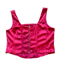 Load image into Gallery viewer, Torrid Shirt Womens 2 2X Fuchsia Corset Cropped Back Zip Nylon Spandex Plus
