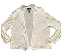 Load image into Gallery viewer, Tahari Sweater Women Large White Open Front Cardigan Linen Oversized Boho Hippie
