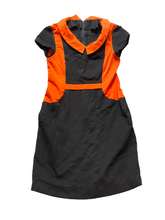 Load image into Gallery viewer, Handmade Dress Womens Medium Black Orange Halloween Gothcore Stretchy Sheath
