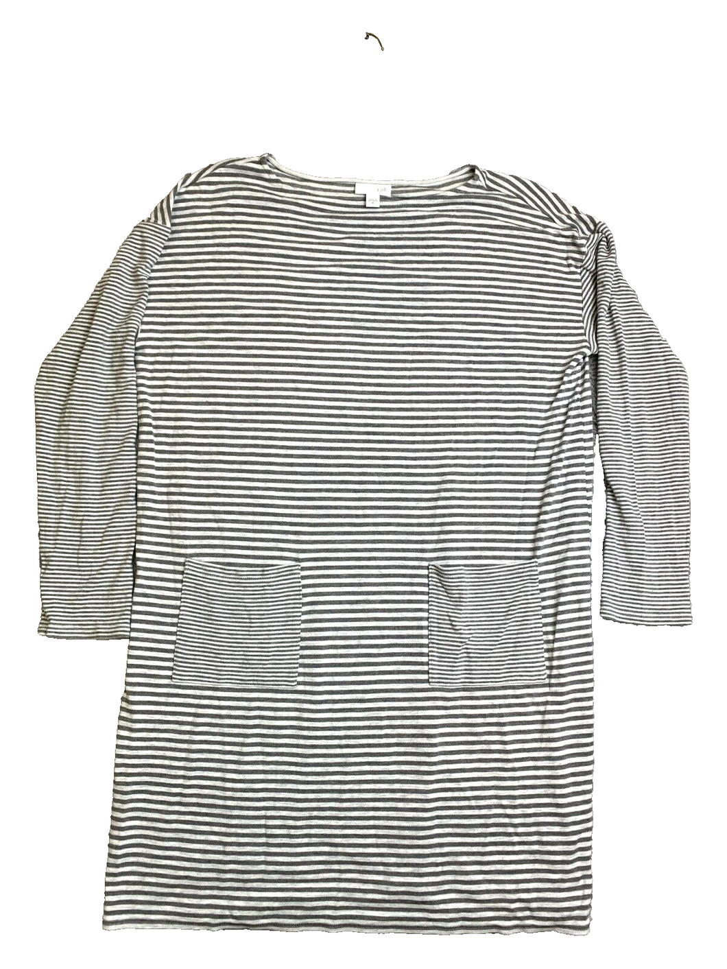 J Jill Dress Womens Medium Gray Striped Oversized Pockets Lagenlook Ladies