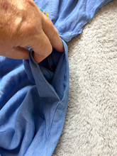 Load image into Gallery viewer, Foxy Women Dress Womens Medium Blue Embroidered Flower Denim Flared Grandmacore
