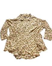 Load image into Gallery viewer, Roaman's Shirt Womens 32W Brown Pink AOP Flower Tunic Boho Hippie Lagenlook Plus
