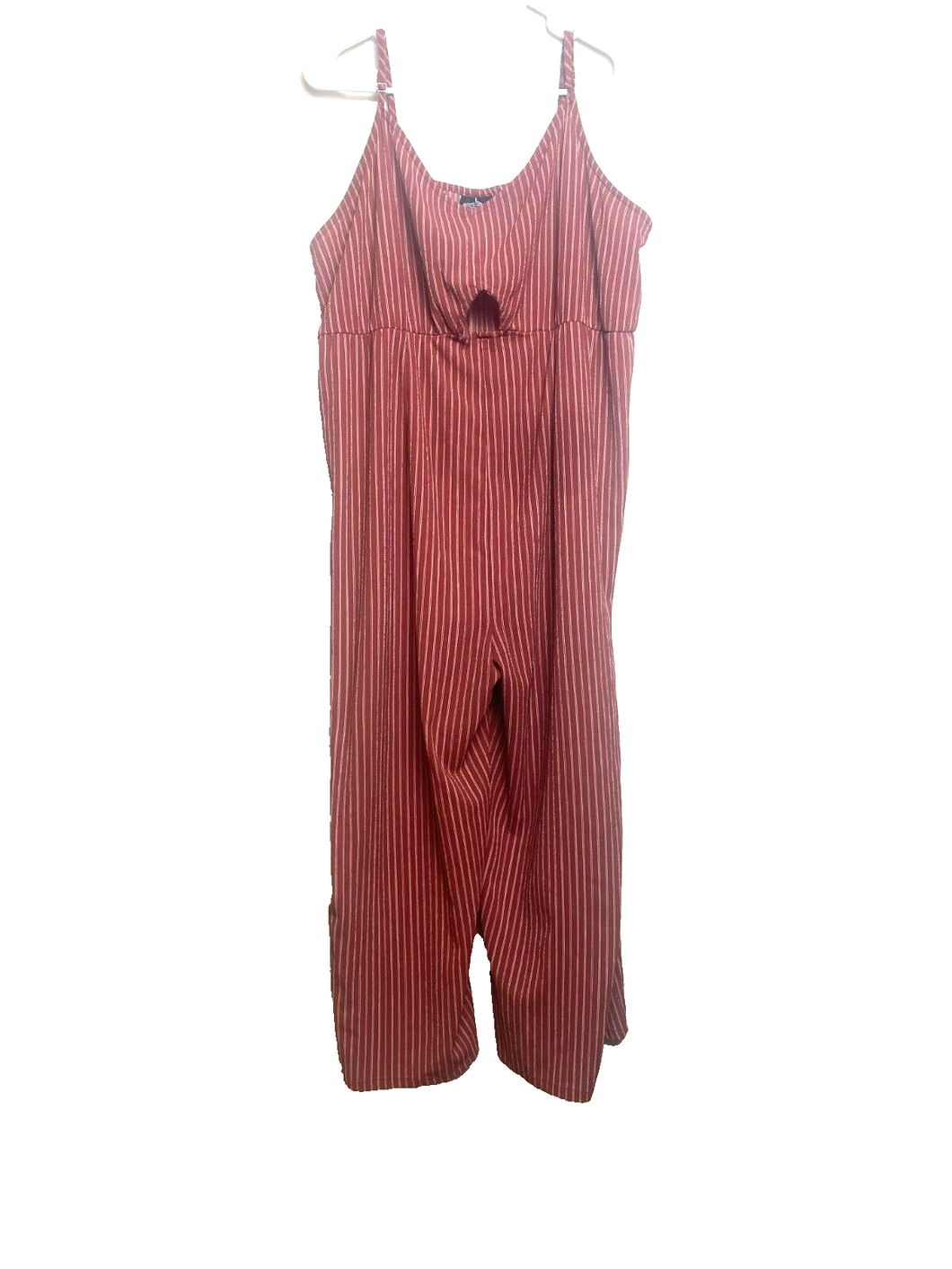 Angie Jumpsuit Womens 2X Brick Red Striped Wide Leg Hippie Indie Plus Ladies