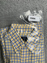 Load image into Gallery viewer, Brooks Brothers 346 Shirt Adult Small Yellow Blue Button Up Grid Checkered Mens
