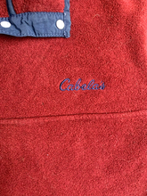 Load image into Gallery viewer, Vintage Cabelas Sweater Adult Medium Deep Red Snaps Collar Fleece Outerwear Mens

