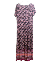 Load image into Gallery viewer, J Jill Dress Womens Small Black Peach Purple Maxi AOP Paisley Boho Rayon Spandex
