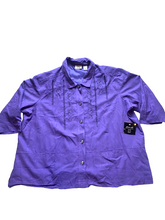Load image into Gallery viewer, Vintage Cervelle Shirt Womens 3X Purple Embroidery Pure Silk Plus Ladies NWT
