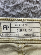 Load image into Gallery viewer, Free People Jeans Womens 27x25.5 Beige Destroyed Tapered Leg 5 Pockets Ladies
