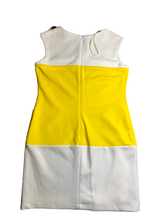 Load image into Gallery viewer, Sandra Darren Dress Womens 10 Yellow White Colorblock Sheath Pockets Spandex NWT
