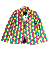 Load image into Gallery viewer, Cesnleoik Jacket Adult Medium Yellow Green Pink Mardi Gras Linen Sport Mens NWT
