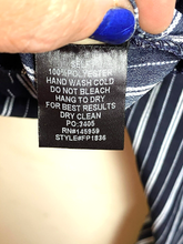 Load image into Gallery viewer, Dress Forum Jumpsuit Womens Small Navy White Stripes Wide Leg Romper Pants NWT
