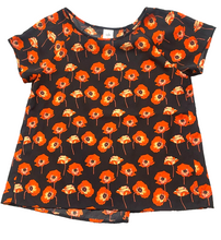 Load image into Gallery viewer, CAbi Shirt Womens Medium Black Vermillion AOP Flanders Poppy Boxy Split Boho
