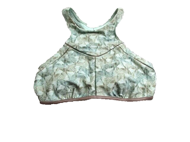 PrAna Bikini Top Women Medium Green AOP Print Zebra Safari Racerback Azra Tassel