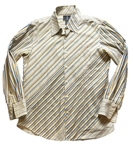 Load image into Gallery viewer, Carbon Shirt Adult Medium Wild Abstract Striped Button Up Embroidered Flower Men
