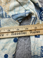 Load image into Gallery viewer, VTG Hukapoo Shirt Womens Large 18 Blue Orange AOP Abstract Nylon Button Up 70s
