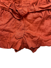 Load image into Gallery viewer, XOXO Romper Womens Large Rust Embellished Halter Shorts Linen Boho Ladies NWT
