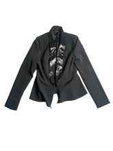 Load image into Gallery viewer, Imaginary Voyage Jacket Womens Small Black Sequins Collar Open Front Blazer Suit
