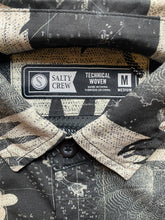 Load image into Gallery viewer, Salty Crew Shirt Adult Medium Black Sand Technical Woven AOP Flower Casual Mens
