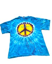 Load image into Gallery viewer, Peace Sign Shirt Adult Extra Large Blue Tie Dye Gatlinburg Streetwear Skater Men
