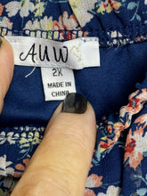 Load image into Gallery viewer, AUW Dress Womens 2X Navy AOP Flower Peasant Boho Lagenlook Maxi Plus Ladies
