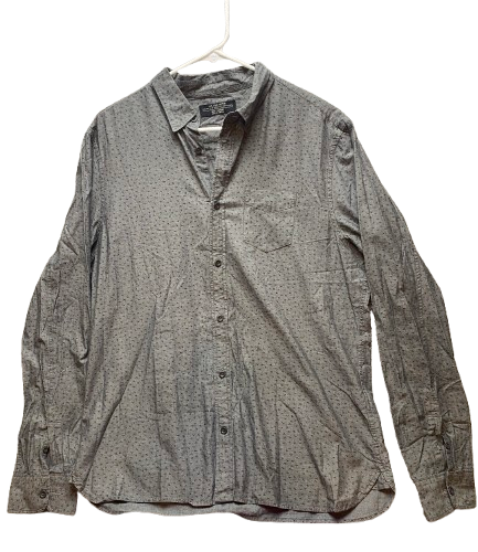 AllSaints Shirt Adult Large Gray Centralia Button Up AOP Arrow Pocket Casual Men