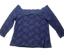 Load image into Gallery viewer, Torrid Shirt Womens 5 5X Peacoat Lace Boat Neck Boho Peasant Blouse Plus NWT
