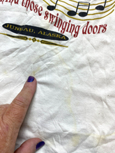 Load image into Gallery viewer, VTG Red Dog Saloon Shirt Adult Large Ivory Juneau Alaska Musical Note 90s Mens
