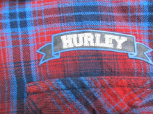 Load image into Gallery viewer, Hurley Shirt Adult Extra Large Red Blue Plaid Flannel Button Up Logo Pocket Mens
