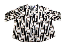 Load image into Gallery viewer, Catherines Shirt Womens 26/28WP Button Up Geometric Casual Blouse Petite Ladies
