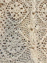 Load image into Gallery viewer, VTG Capacity Sweater Womens Small Pale Peach Crochet Lace Silk Oversized Tunic
