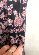 Load image into Gallery viewer, J Jill Dress Womens Small Black Peach Purple Maxi AOP Paisley Boho Rayon Spandex
