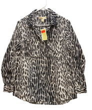 Load image into Gallery viewer, Michael Kors Shirt Womens Small Black Leopard Print Animal Shirt Beaded Lady NWT
