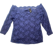 Load image into Gallery viewer, Torrid Shirt Womens 5 5X Peacoat Lace Boat Neck Boho Peasant Blouse Plus NWT
