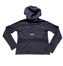 Load image into Gallery viewer, Gymshark Sweatshirt Womens Extra Small Black Cut Out Hoodie Nylon Stretch Ladies
