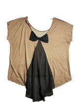 Load image into Gallery viewer, Julie's Closet Shirt Womens 2X Tan Mini Polkadot Bowtie Sheer Blouse Plus Ladies
