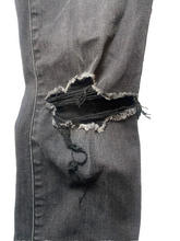 Load image into Gallery viewer, Pacsun Jeans Womens 26x27 Black Denim Destroyed Raw Hem Rayon Spandex Grunge
