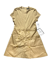 Load image into Gallery viewer, City Studio Dress Womens 15/16 Tan Ribbed Knit A-Line Spandex Buttons NWT
