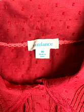 Load image into Gallery viewer, Sundance Shirt Womens Medium Red Swiss Dot Lace Trim Button Up Blouse Boho Lady
