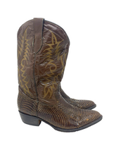 Load image into Gallery viewer, John Wayne Boots Mens 14.5 Brown Cowboy Snakeskin Mid Calf Pull On Western RARE
