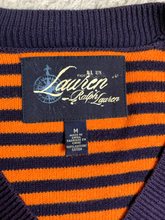 Load image into Gallery viewer, Lauren Ralph Lauren Sweater Womens Medium Orange Navy Striped Outerwear Ladies
