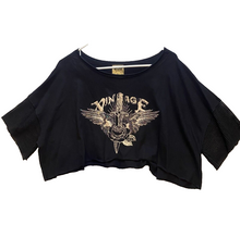 Load image into Gallery viewer, Vocal Shirt Womens Medium Black Drop Shoulder Cropped Oversized Mesh Sleeve NWOT
