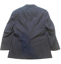 Load image into Gallery viewer, Palm Beach Sport Coat Mens 46 Black Pinstriped Pure Wool Single Breasted Suit
