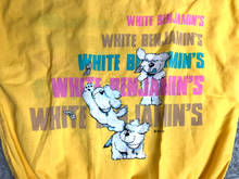 Load image into Gallery viewer, VTG White Benjamin's Shirt Womens 2XL XXL Yellow AOP Cassie Dog Pullover 80s
