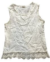 Load image into Gallery viewer, Laura Bianchi Shirt Womens Small White Tank Lace Trim Italy Boho Linen Lady
